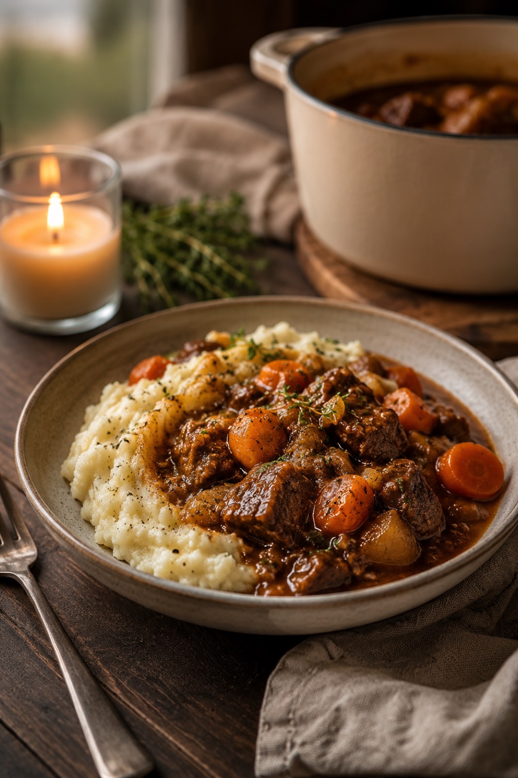 Plat maison mijoté, prêt à déguster